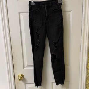 American Eagle Outfitters Black Distressed Skinny Jeans